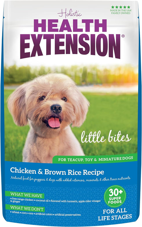 Health Extension Little Bites Dry Dog Food, Natural with Added Vitamins & Minerals, Chicken & Brown Rice Recipe, 10