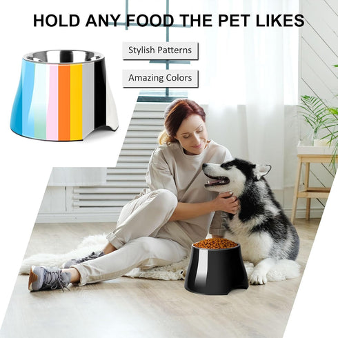 Elevated Dog Bowls, Non-Slip Single Dog Bowl with Stainless Steel Inner, Raised Bowls for Small Dogs, High Capacity,