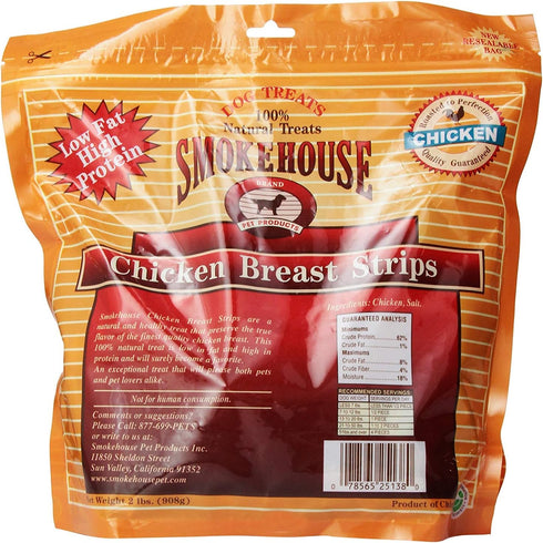 Smokehouse Treats 100-Percent 2-Pound Smokehouse Natural Chicken Breast Strips Dog Treats