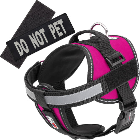 Dogline Vest Harness for Dogs, 2 Removable Do Not Pet Patches, Medium, 22 to 30", Pink