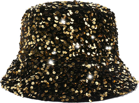 Womens Sequin Bucket Hat, Shiny Glitter Sun Hats for Party, Girls Teens Travel Cap