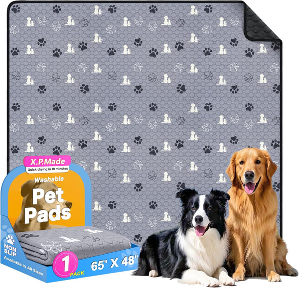 X.P.Made Washable Pee Pads for Dogs 65"x48", Extra Large Reusable Puppy Pads, Waterproof