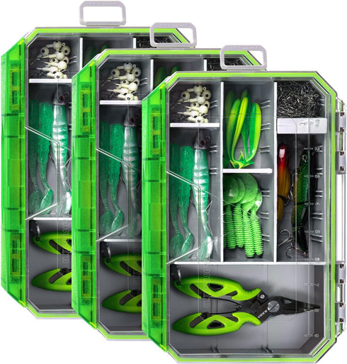 Ghosthor Fishing Tackle Box, Waterproof 3600 and 3700 Tackle Trays, Organizer with Removable Dividers and Storage