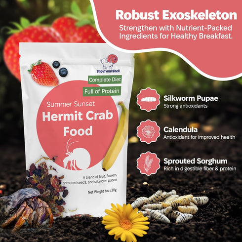 Pack Summer Sunset Snout and Shell Hermit Crab Food Variety Blue Waves, Protein Mix & High-Protein Whole Food Diet