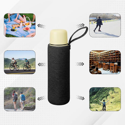 Qulkws 2 19oz Pcs Portable Nylon Bottles Cover Water Bottle Carrier Bag Insulated Water Bottle Sleeve for Glass
