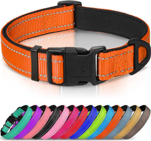 Joytale Dog Collar, Soft Neoprene Padded Breathable Nylon Pet Collar, Adjustable for Small Dogs, Orange, Size S