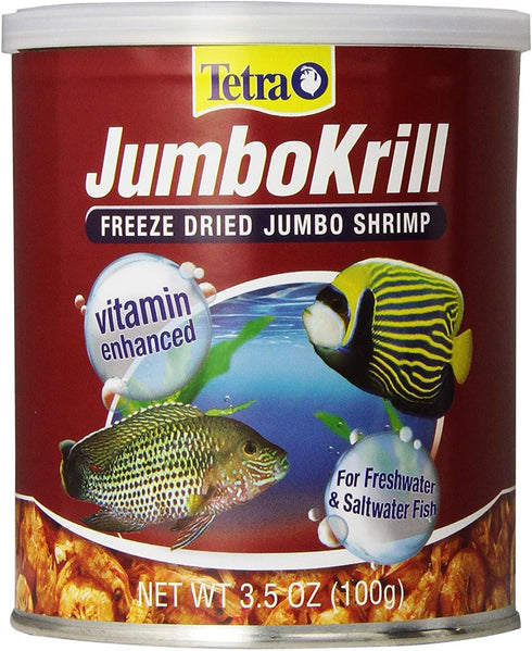 Tetra JumboKrill Freeze-Dried Jumbo Shrimp, 3.5 oz, Natural Shrimp Treat for Aquarium Fish, Red (16198)