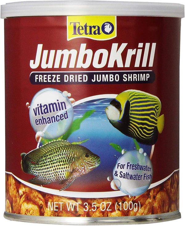 Tetra JumboKrill Freeze-Dried Jumbo Shrimp, 3.5 oz, Natural Shrimp Treat for Aquarium Fish, Red (16198)