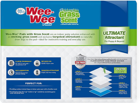 Four Paws Wee-Wee Ultimate Attractant Dog Pee Pads for Instinctive Training, Leak-Proof Quilted Potty Pads (50 Count)