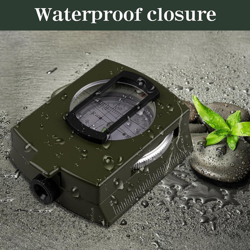 Hiking Compass for Survival, Waterproof Durable Pocket-Sized Tactical Compass with Lanyard & Pouch for Navigation
