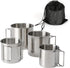 Stackable Stainless Steel Camping Mug Set, Portable Cups with Folding Handle & Mesh Bag for Outdoor Camping, 4 Piece Set