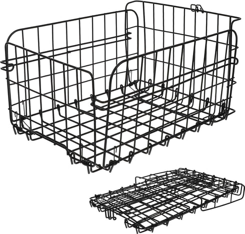 DOITOOL Folding Rear Bike Basket Black Wire Mesh Storage Gadget for Electric