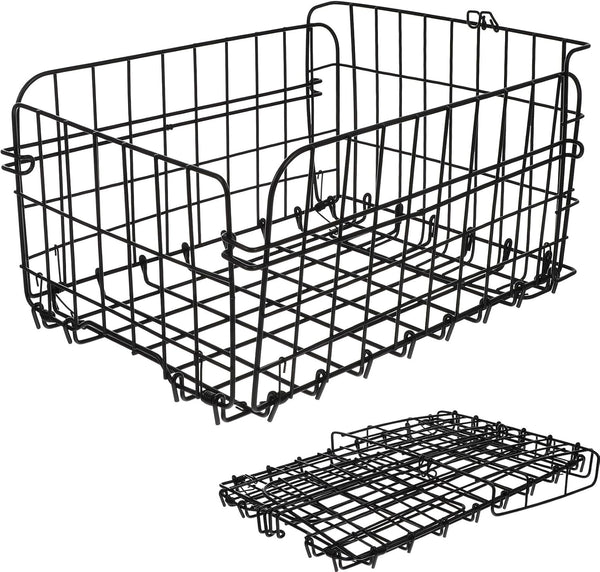 DOITOOL Folding Rear Bike Basket Black Wire Mesh Storage Gadget for Electric