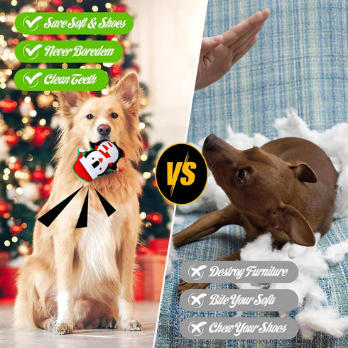 Leyndo 24 Pieces Christmas Squeaky Dog Toys Bulk, Interactive Teething Chew Toys for Christmas Dogs