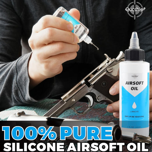 Qucship 100% 2 oz 1 oz Silicone Air Gun Oil & Needle Oiler Airsoft Oil, Multi-Purpose Airsoft Chamber Lube, All Purpose