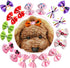YOY 50 Pcs Adorable Grosgrain Ribbon Pet Dog Hair Bows with Elastic Rubber Bands, Doggy Kitty Topknot Grooming