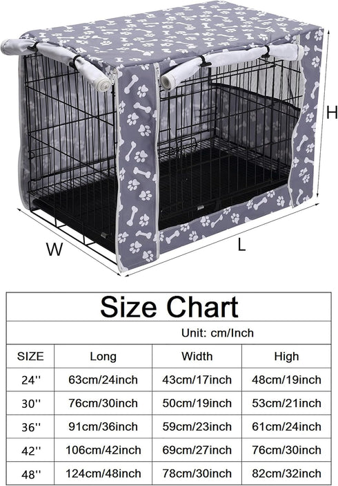 Pethiy Durable Polyester Dog Crate Cover - Universal Fit for Most 24 Inch Wire Dog Crates - Cover Only - Sky Gray