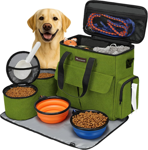 Modoker Dog Travel Bag, Weekend Pet Travel Set for Dog and Cat,