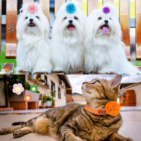 42 Pcs Dog Collar Flowers, Cute Dog Grooming Bows, Accessories for Dog Collars, Flower Bow Ties for Pets