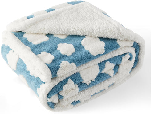 Lesure Waterproof Dog Blanket for Large Dogs - Washable Double Sided Blanket with Warm Jacquard Shag, Blue