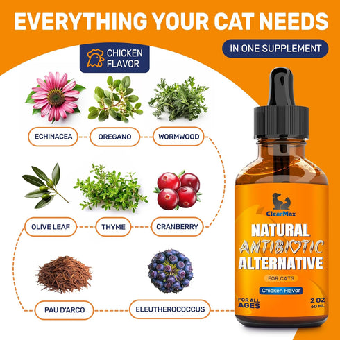 Antibiotics for Cats, Natural Antibiotics & Multivitamin for Cats, 2 Oz