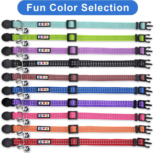 Pawtitas Reflective Cat Collar with Safety Buckle, Removable Bell, Pink, One Size
