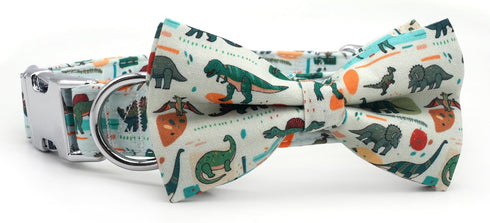 Dinosaur Dog Collar, Boy Dog Collar with Bow Tie, Dog Gift, XS