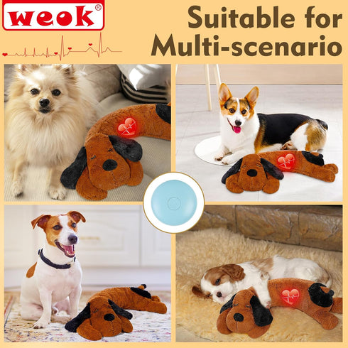 WEOK Puppy Heartbeat Toy for Separation Anxiety Relief, Heartbeat Stuffed Animal Anxiety Calming Behavioral Aid Plush
