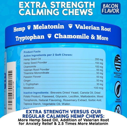 Recommended, Well Loved Calming Chews for Dogs - Dog Calm Treats, Made in USA, Vet Behavior Support with Melatonin