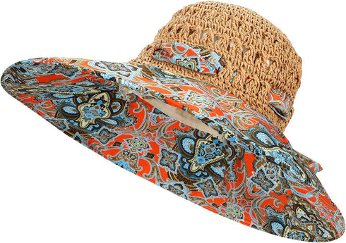 Summer Anti-UV Wide Brim Beach Hats for Women, Floppy Foldable Roll Up Cap