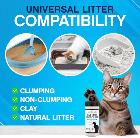 NonScents Cat Litter Deodorizer - Litter Box Odor Eliminator, Fragrance-Free Formula Extends Kitty Litter Lifespan,