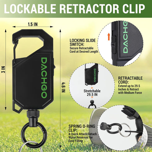 Pro Golf Club Cleaner Brush with Groove Sharpener Tool, Lockable Retractor Clip & 4 oz Water Squeeze Bottle