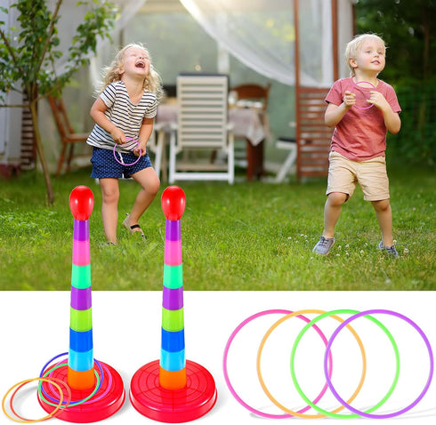 2 Sets 18" Set Sumind Colorful Plastic Sport Ring Toss Game for Most Ages