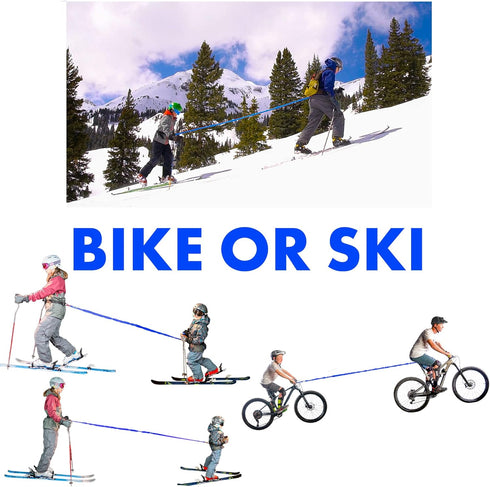 Winter/All-Season EZ Tab Bike Bungee Tow Rope for Bikes, E-Bikes, Skiing | MTB & Cycling Stretch Pull Strap
