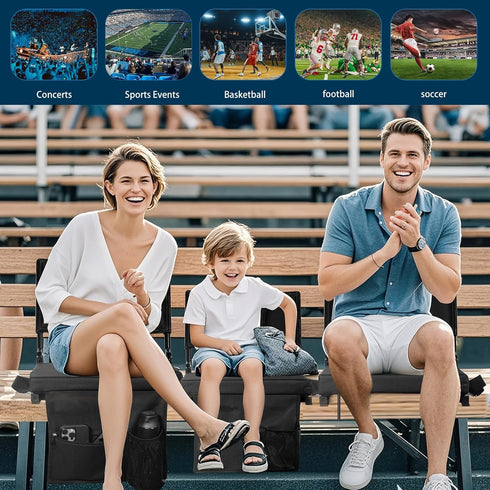 KENSOSO Extra Wide Stadium Seat with Back Support | Adjustable High Back & Thick Padded | Bleacher Chairs with back