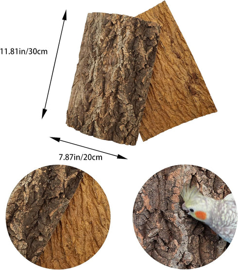 2 Pack 12 8 Inch 100% x Natural Cork Perch, Bird Cork Seat Boards, Birdcage Bark Decor Accessories for Birds Parakeets