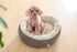Love's cabin Round Donut Cat and Dog Cushion Bed, 20in Anti-Slip & Water-Resistant Bed, Washable Luxury Gray