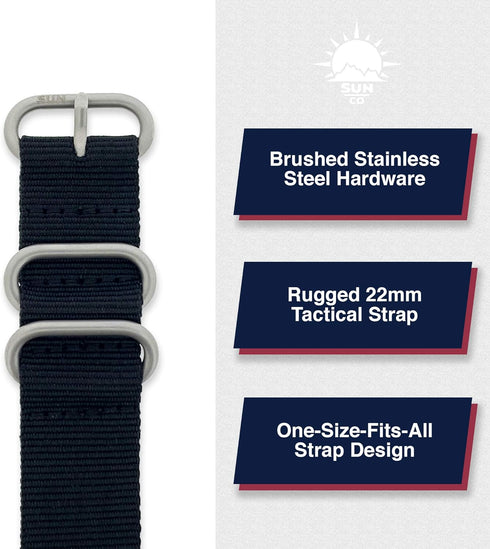 Sun Company ArmArmour Shielded Wrist Compass with Rugged Tactical Strap, Compass with Cover and Zulu Strap