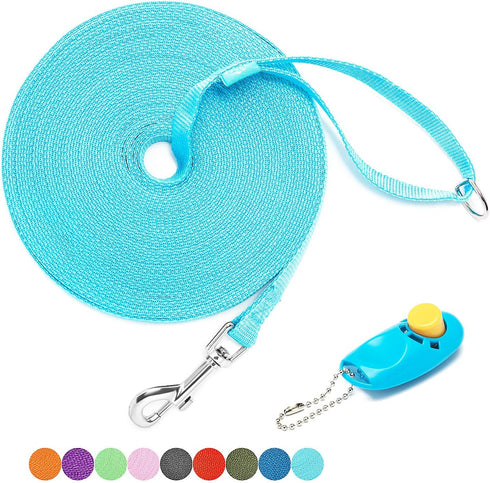 BAAPET Long Dog Training Leash, 15 ft 20 ft 30 ft 50 ft 100 ft for Small, Medium, Large Dogs or Cats (50 Feet, SkyBlue)