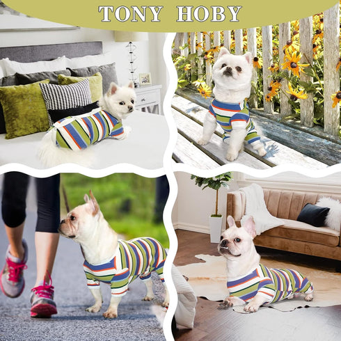 TONY HOBY Dog Pajamas Jumpsuit, Colorful Shirt for Dogs Surgery Recovery Suit for Small Medium Breeds (Blue&White, XL)