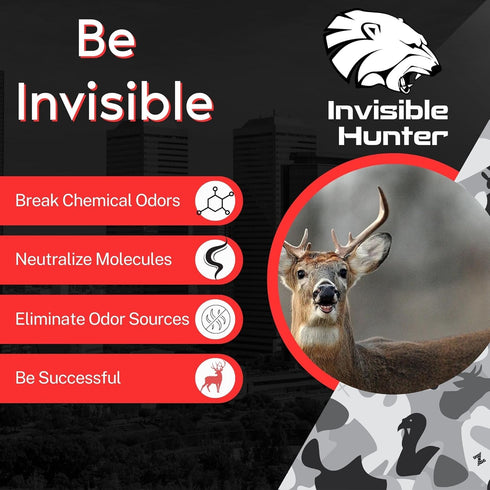 Zone Protects INVISIBLE HUNTER Scent Eliminator Wipes, 80-Count Triple Action Odor Control for Gear & Skin