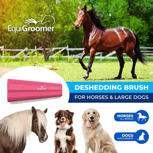 Deshedding Brush for Horses and Large Pets, 8-Inch, Pink, Professional Grooming Tool
