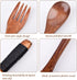 Wooden Cutlery Set, Spoon And Fork Set, Reusable Travel Cutlery Set with Case, Wooden Portable Cutlery Set, Rope Winding Processing, for Lunch, Camping, Travel, Household Office by JIABEIUS