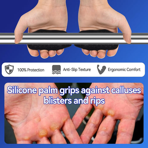 MlanRomee Anti-Slip Workout Grips Gym Hand Grips for Weight Lifting, Pull-up, Dumbbell, Barbell, Deadlift, Fitness