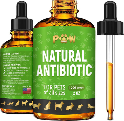 Dog Antibiotics for Infection, Coughs, UTIs, Allergies, Natural Antibiotics for Cats, 2 oz