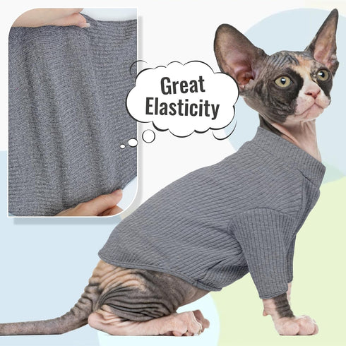 DENTRUN Sphynx Hairless Cats Shirt - Pullover Kitten T-Shirts, Breathable Cat Wear Turtleneck Sweater for Adorable