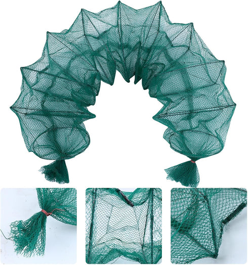 14-Part 2.1m MAGICLULU Portable Fishing Trap Net Fish Cage Shrimp Lobster Minnow Bait Trap for Freshwater Fishing