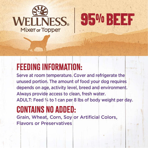 95% 13.2-Ounce (Pack 12) Wellness Beef Natural Wet Grain Free Canned Dog Food, Can