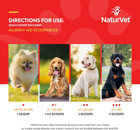 NaturVet Scoopables Aller-911 Dog Allergy Support Vitamins - Supports Immunity & Seasonal Allergies in Dogs, 11oz Bag