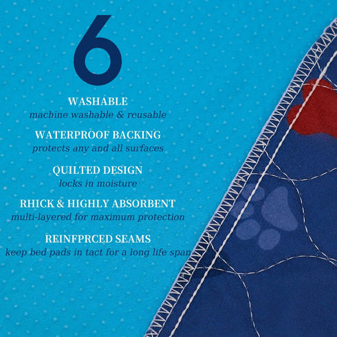 Washable Pee Pads for Dogs + Pet Grooming Gloves - Waterproof & Non-Slip Fast Absorbing Puppy Potty Training Pads